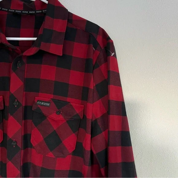 KUIU Red and Black Buffalo Plaid Casual Shirt - Picture 3 of 8